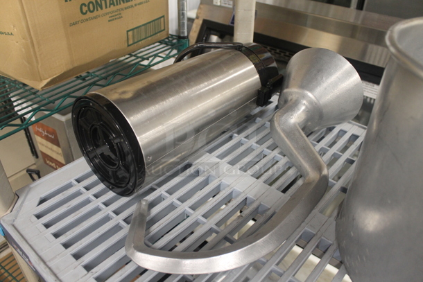 ALL ONE MONEY! Two Tier Lot of Various Metal Items Including Dough Hook Attachment for Mixer, Stock Pot and Utensils - Image 4 of 7