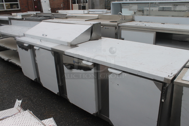 BRAND NEW SCRATCH AND DENT! CustomCool BM108R Stainless Steel Commercial Sandwich Salad Prep Table Bain Marie. Does Not Come w/ Remote Compressor.  - Image 2 of 9