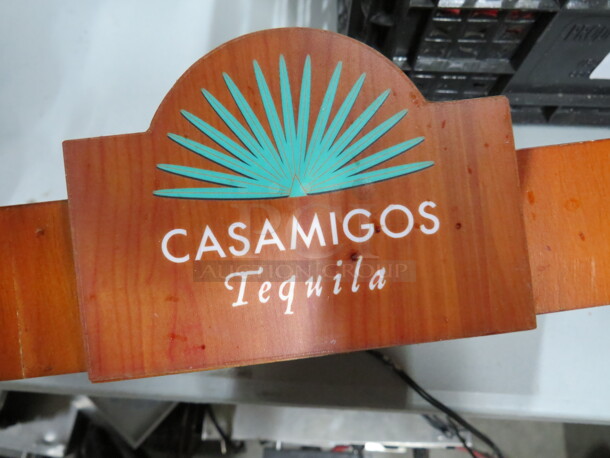 One Wooden Casamigos Lighted Triple Bottle Display Holder. 13X3.5X6 - Image 2 of 2