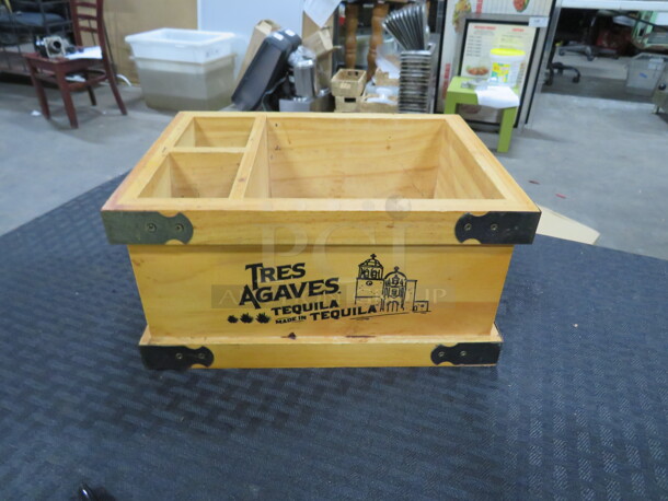 One Tres Agaves Wooden Bar Organizer.