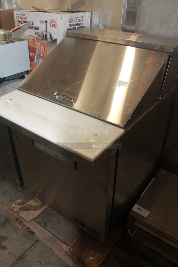 LIKE NEW! 2015 True TSSU-27-12M-B Stainless Steel Commercial Sandwich Salad Prep Table Bain Marie Mega Top w/ Poly Drop In Bins. 115 Volts, 1 Phase. Unit Has Only Been Used a Few Times! Tested and Working! - Image 1 of 7
