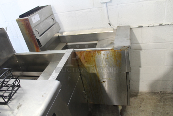 Pitco Frialator Stainless Steel Commercial Floor Style Natural Gas Powered Deep Fat Fryer.  - Image 6 of 7