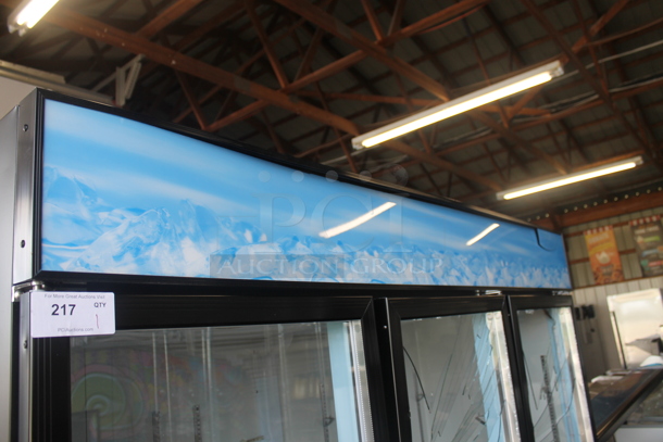 BRAND NEW SCRATCH AND DENT! 2023 Avantco 178GDC69HCB 78 1/4" Black Metal Commercial 3 Door Cooler Merchandiser with LED Lighting and Poly Coated Racks. 115 Volts, 1 Phase. Tested and Powers On But Does Not Get Cold - Image 2 of 8