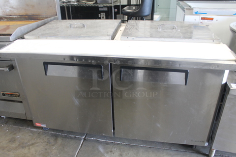Turbo Air MST-60-24 Stainless Steel Commercial Sandwich Salad Prep Table Bain Marie on Commercial Casters. 115 Volts, 1 Phase. Tested and Working!