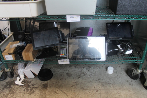ALL ONE MONEY! Tier Lot of Various Electronics Including 3 Toast POS Monitors, Credit Card Reader, 