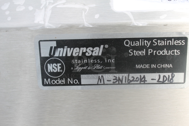 BRAND NEW SCRATCH AND DENT! Universal M-3N162014-LDI8 Stainless Steel Commercial 3 Bay Sink w/ Left Side Drain Board. No Legs. Bays 16x20x14. Drain Board 16x22 - Image 4 of 4