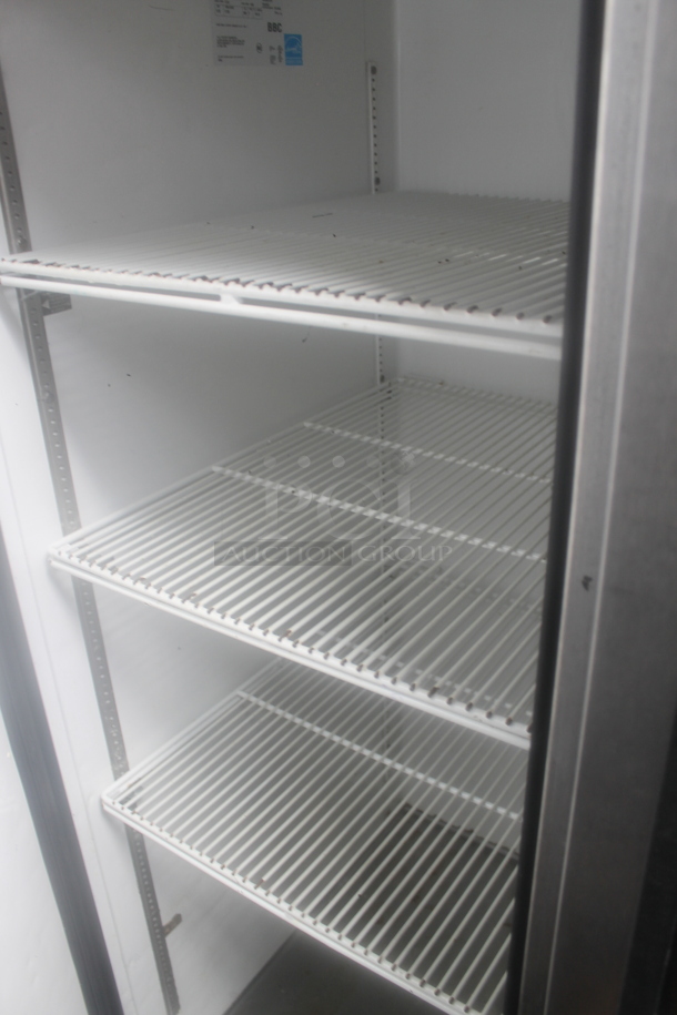 2012 True TG2R-2S ENERGY STAR Stainless Steel Commercial Two Door Reach In Cooler w/ Poly Coated Racks on Commercial Casters. 115 Volts, 1 Phase. Tested and Working! - Image 3 of 5