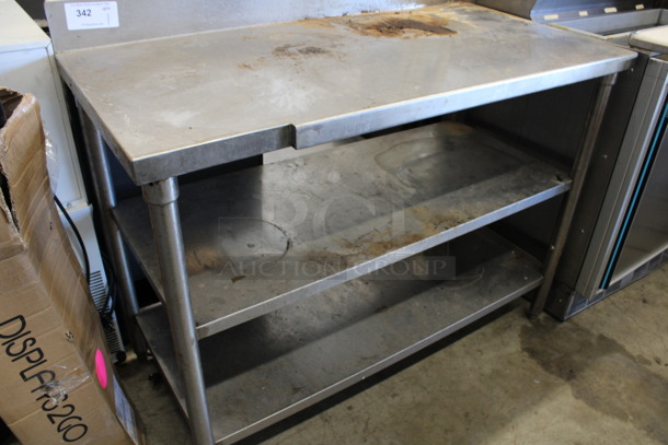 Stainless Steel Table w/ Back Splash and 2 Metal Under Shelves. 47x22x38.5 - Image 3 of 3