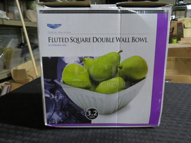 One NEW Vollrath 3.2 Quart Fluted Square Double Wall Bowl. #47682 - Image 1 of 1
