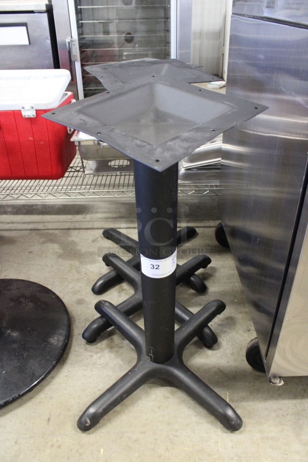 3 Black Metal Dining Height Table Bases. 22x22x29. 3 Times Your Bid!