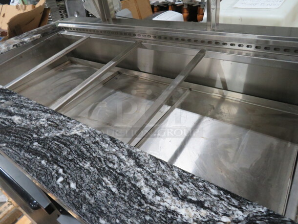 One NEW Diamond Stainless Steel Commercial Buffet Station With Sneeze Guard Frame, No Glass. 120 Volt. No Power Cord. Black/White Granite Top. 65X32.5X51.5. - Image 2 of 3
