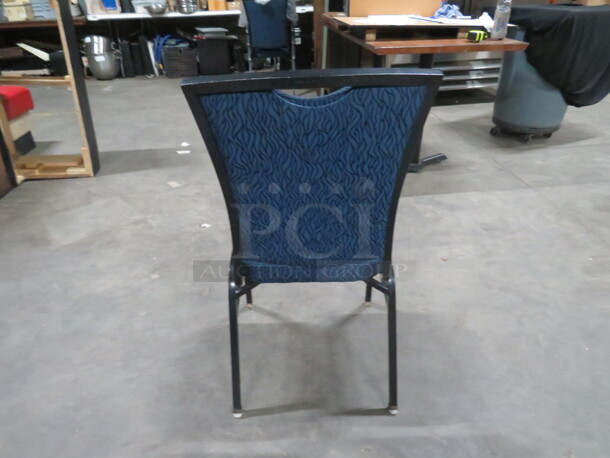 Black Metal Banquet Stacking Chair With Blue/Black Cushioned Seat And Back. 4XBID - Image 3 of 3