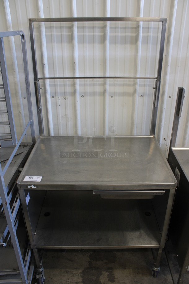 Winholt Stainless Steel Commercial Portable Table Work Station w/ Drawer and Under Shelf on Commercial Casters. 36x28x71