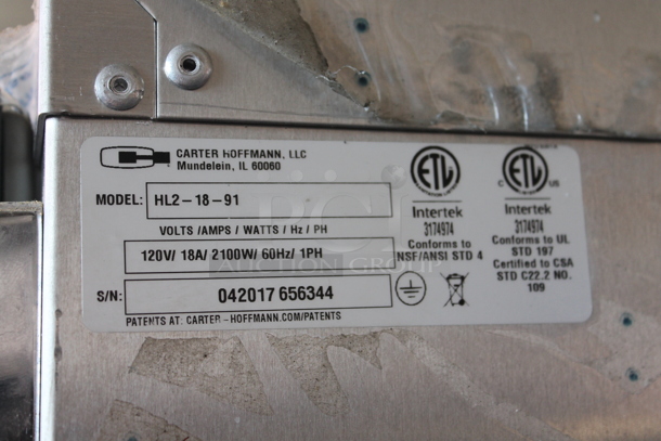 LIKE NEW! Carter Hoffmann HL2-18-91 Metal Commercial Heated Holding Cabinet on Commercial Casters. 120 Volts, 1 Phase. Tested and Working! - Image 4 of 4