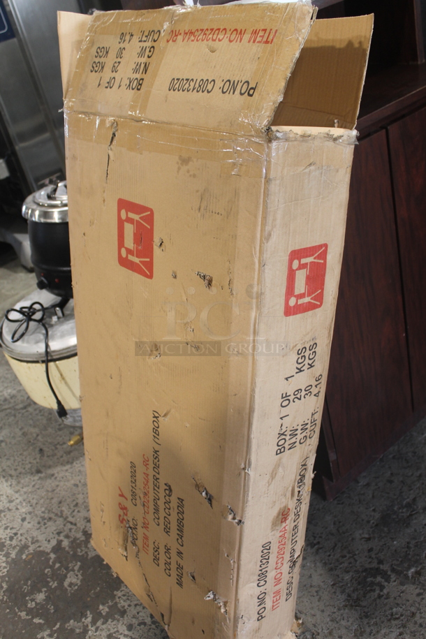 BRAND NEW IN BOX! S&Y Computer Desk, Red Cocoa. - Image 4 of 6