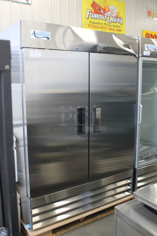 BRAND NEW SCRATCH AND DENT! Avantco A-49R-HC 54" Solid Double Door Stainless Steel Reach-In Refrigerator. 115V. Tested and Working! - Image 2 of 9
