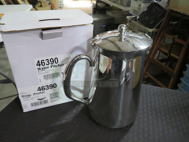 One NEW Vollrath 76oz Stainless Steel Water Pitcher.  - Image 1 of 1
