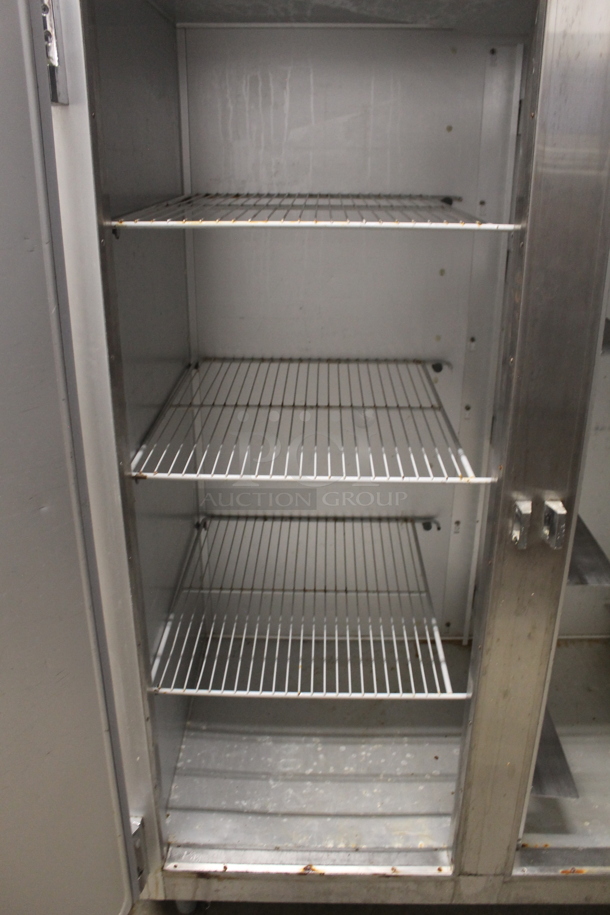 Traulsen G20010 Commercial Stainless Steel Two-Door Reach-In Cooler With Polycoated Shelves And Pan Racks. 115V, 1 Phase. Tested and Powers On But Does Not Get Cold - Image 4 of 6