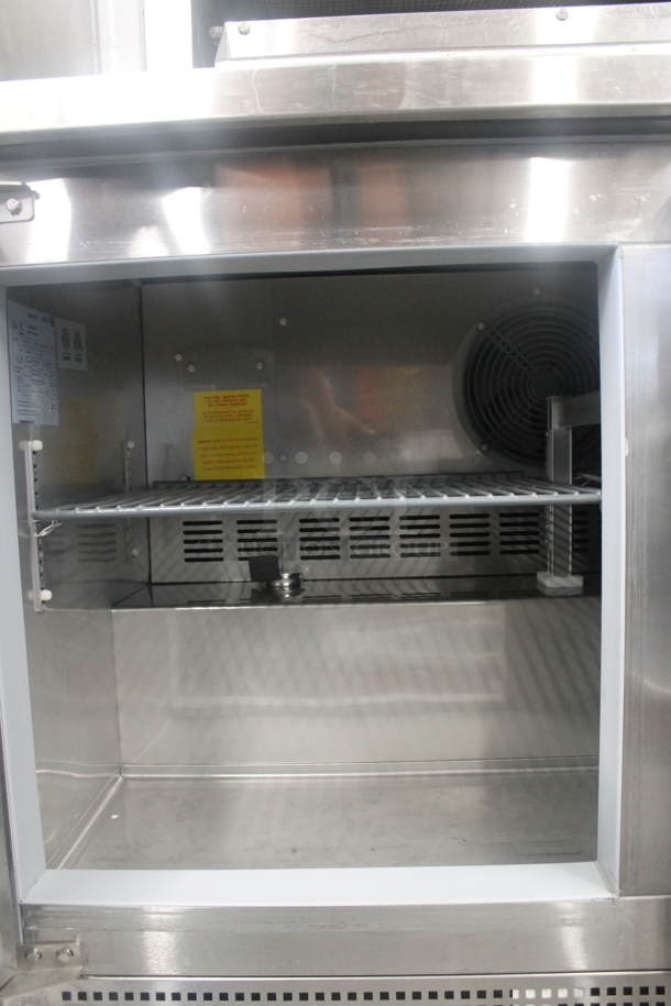 2020 Asber AUTF 48 Stainless Steel Commercial 2 Door Undercounter Cooler on Commercial Casters. 115 Volts, 1 Phase. Tested and Powers On But Does Not Get Cold - Image 5 of 7
