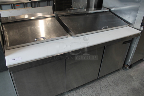 Continental SW72-30M Stainless Steel Commercial Sandwich Salad Prep Table Bain Marie Mega Top on Commercial Casters. 115 Volts, 1 Phase. Tested and Powers On But Does Not Get Cold
