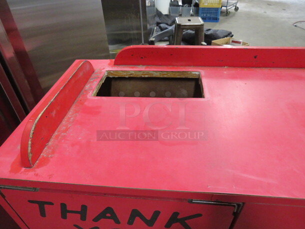 One 2 Door Trash Receptacle With 1 Trash Can On Casters.  43X20X46 - Image 2 of 2