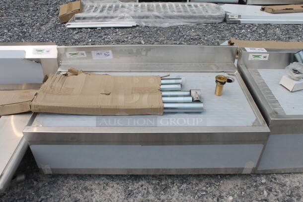 BRAND NEW SCRATCH AND DENT! Regency 600DBU2136 Commercial Stainless Steel Disassembled Underbar Drainboard With Galvanized Legs.