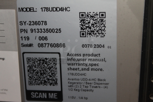 BRAND NEW SCRATCH AND DENT! 2023 Avantco 178UDD4HC Metal Commercial Direct Draw Kegerator w/ 2 Four Tap Kegerator Beer Dispenser. Stock Picture Used as Gallery Picture. 115 Volts, 1 Phase. Tested and Working! - Image 11 of 12