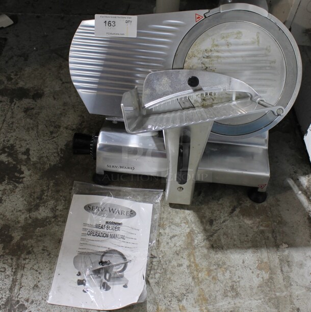 2017 Serv-Ware SLC-12 Stainless Steel Commercial Countertop Meat Slicer w/ Blade Sharpener. 110 Volts, 1 Phase. Tested and Working!