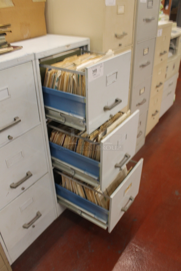 Globe Werner White Metal 3 Drawer Filing Cabinet w/ Contents. BUYER MUST REMOVE. - Image 5 of 7