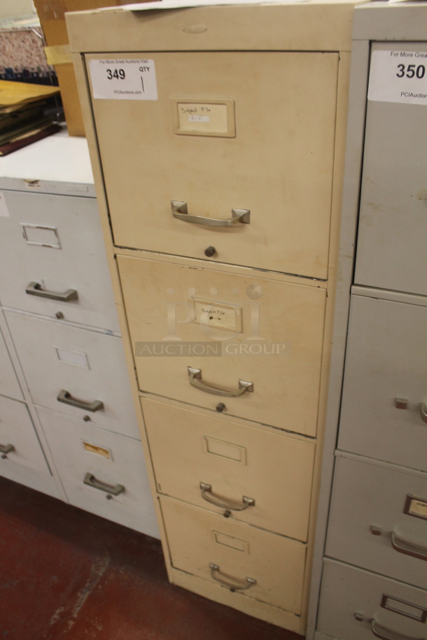 Tan Metal 4 Drawer Filing Cabinet w/ Contents. BUYER MUST REMOVE. - Image 3 of 4
