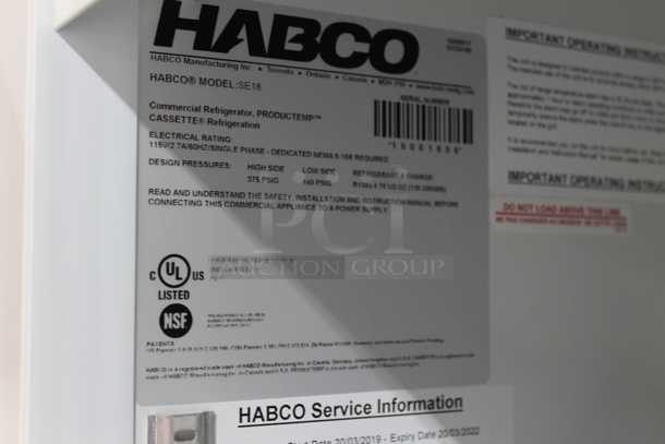 2019 Habco SE18 Metal Commercial Single Door Reach In Cooler Merchandiser w/ Poly Coated Racks. 115 Volts, 1 Phase. Tested and Working! - Image 3 of 3