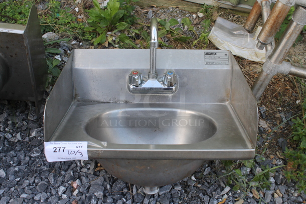 Eagle HSA-10-F-LRS Stainless Steel Commercial Single Bay Wall Mount Sink w/ Faucet and Handles. - Image 1 of 4