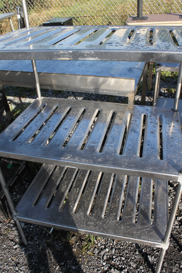 Metal 3 Tier Shelving Unit. BUYER MUST DISMANTLE. PCI CANNOT DISMANTLE FOR SHIPPING. PLEASE CONSIDER FREIGHT CHARGES. - Image 2 of 3