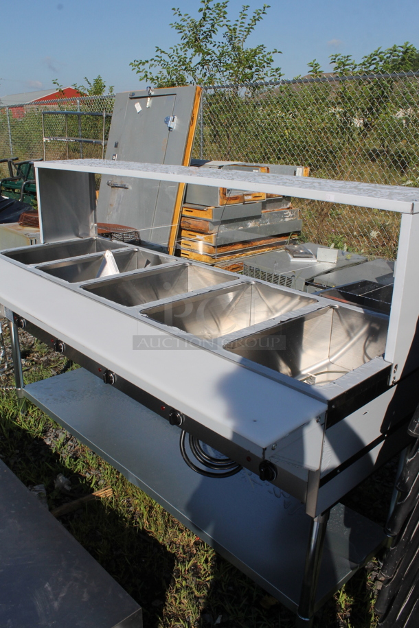 BRAND NEW SCRATCH AND DENT! KoolMore KM-OWS-5SG Stainless Steel Commercial Electric Powered 5 Bay Steam Table w/ Sneeze Guard and Under Shelf. Stock Picture Used as Gallery. 240 Volts. - Image 4 of 5