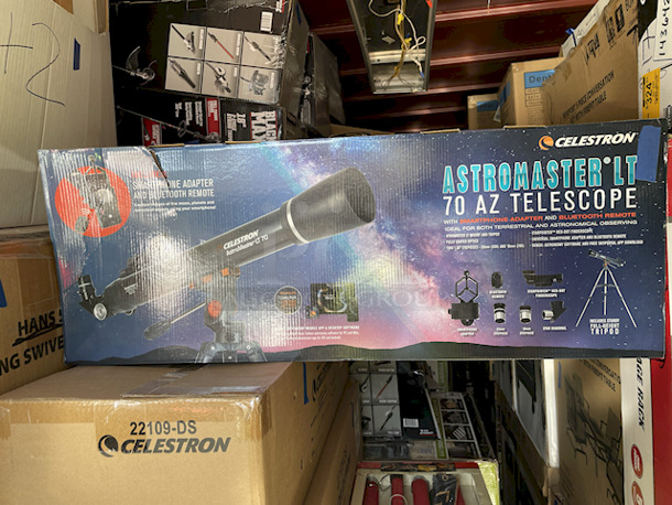 Celestron AstroMaster 70AZ LT Refractor Telescope Kit with Smartphone Adapter and Bluetooth Remote, Ideal Telescope for Beginners, Capture Your Own Images, Tripod plus Bonus Accessories Included. 3x Your Bid - Image 8 of 9