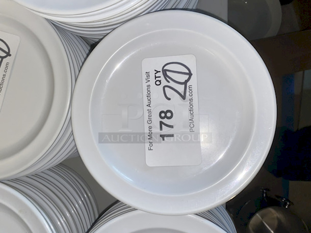 OUTSTANDING!! Thunder Group NS107W 7 1/4" Narrow Rim Nustone White Melamine Plates. 20x Your Bid - Image 1 of 2