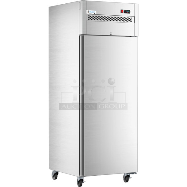 BRAND NEW SCRATCH & DENT! Avantco Z1-R-HC 29" Solid Door Stainless Steel Reach-In Refrigerator. Un-able to test. No Power Cord or On/Of Switch.
 - Image 1 of 10