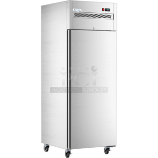BRAND NEW SCRATCH & DENT! Avantco Z1-R-HC 29" Solid Door Stainless Steel Reach-In Refrigerator. Un-able to test. No Power Cord or On/Of Switch.
