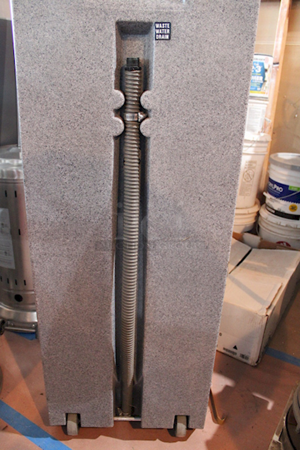 PERFECT! PolyJohn 15.5 Gallon Mobile Sink On  Heavy Duty Casters! Hands Free, Foot Pedal Activated. 18" x 20" x 62"
Unit Can Accommodate: Fresh Water Tank Capacity: 15.5 gallons, Waste Water Tank Capacity: 19 gallons, Soap Dispenser Capacity: 30 oz., Includes Paper Towel Dispenser.  - Image 12 of 12