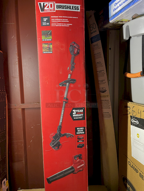 All New, All Craftsman CRAFTSMAN V20 Brushless 2-Piece 20-Volt Max Cordless Power Equipment Combo Kit – 13” Weed Wacker, String Trimmer & Blower Combo Kit (With Battery & Charger) 10x Your Bid - Image 12 of 12