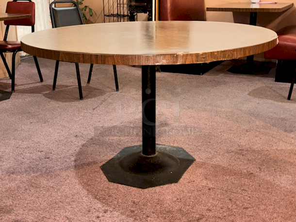 SWEET! 50" Round Wood Table Top With Weighted Octagon Base. 50x29 - Image 4 of 4