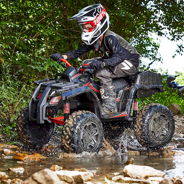 SUPER RAD! Huffy Torex ATV Kids 24V 4 Wheeler Electric Ride On Quad. Features: Full Steel Frame, LED Headlights, "No Puncture" Tires, Working Rear Dump Truck Bed, 24v Battery With Charger PLUS MORE!!  - Image 2 of 9