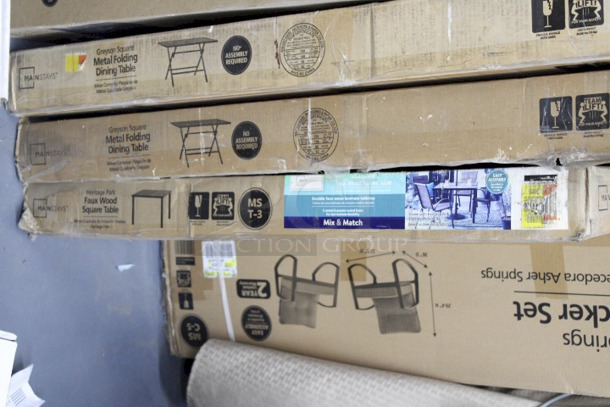 BEAUTIFUL!! Mainstays Heritage Park Outdoor Faux Wood Square Steel Dining Table.  - Image 7 of 7