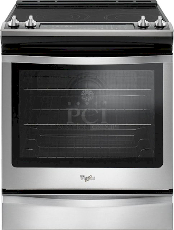 NEW/NEVER USED!! Whirlpool M/N:WEE745H0FS 30-in Smooth Surface 5 Elements 6.4-cu ft Self-Cleaning Convection Oven Slide-in Electric Range With Frozen Bake Technology, AquaLift Self Cleaning Technology + Tons MORE Features! (Stainless Steel). Original Documentation Included. 