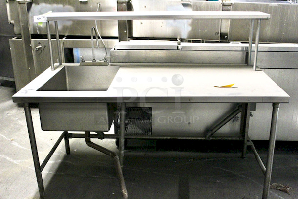 1 Compartment Prep-Sink With Right Side working Area and Shelf, Stainless Steel 