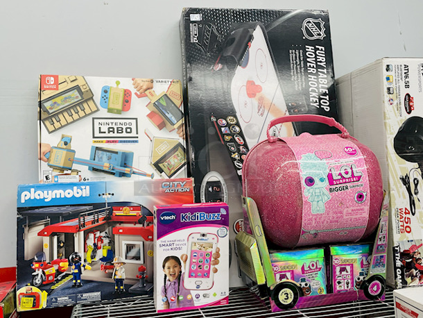 DEAL OF THE DAY!! [6] LOL Surprise Series 3 Furniture W/ 10+ Surprises, [1] Vtech KidiBuzz, [1] LOL Surprise Series Eye Spy Bigger Surprise w/ 60+ Surprises, [1] Playmobil City ACTION 62 pc Take Along Fire Station, [1] NINTENDO
LABO Variety Kit, [1] NHL FURY TABLE TOP HOVER HOCKEY, Battery Operated. 11x Your Bid
