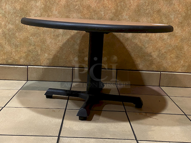 AMAZING! Plymold 30" Round Thin Profile Dur-A-Edge® Table Top, Coffee Table Height With Wood Laminate. 

30x17-1/2 - Image 4 of 4