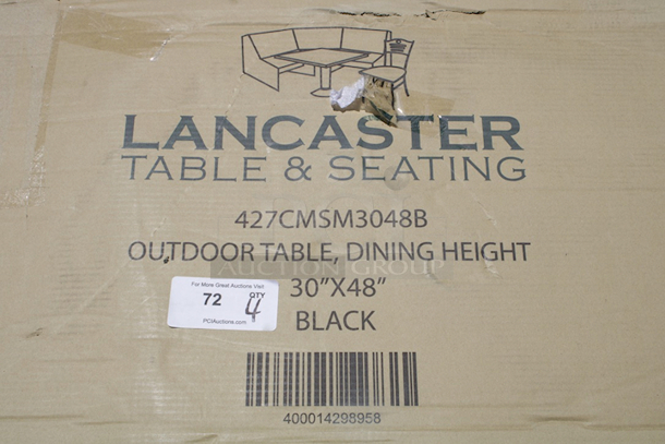 BRAND NEW SCRATCH & DENT! Lancaster Table & Seating Harbor Black 30" x 48" Rectangular Outdoor Standard Height Table with Modern Legs. In The Box! 4x Your Bid
 - Image 3 of 3
