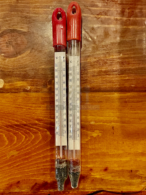 3-Piece (1) Triple Scale Hydrometer For Reading: Gravity, Potential Alcohol & Brix + Beaker and (2) Floating Glass Thermometers - Image 5 of 5