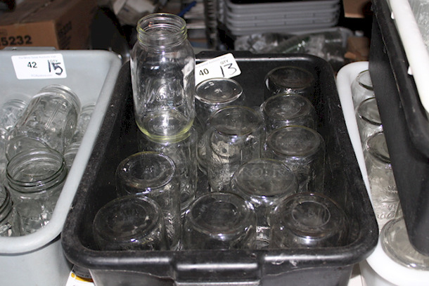 BUS TUB FULL! Kerr 505ZFP 32 oz. Quart Regular Mouth Glass Mason Jars & Bus Tub. 13x Your Bid - Image 2 of 2